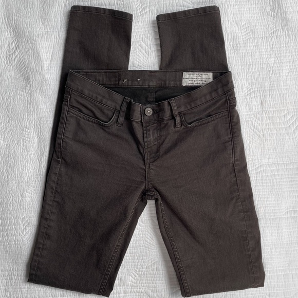 All Saints Women's Jean Pocket Stitching Skinny Washed Black/Brown Sz 27/34 - Picture 2 of 14